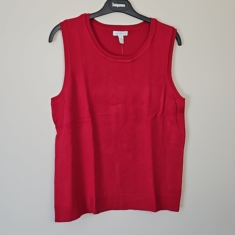 Charter Club Tank Top Red Rayon Nylon Large NWT